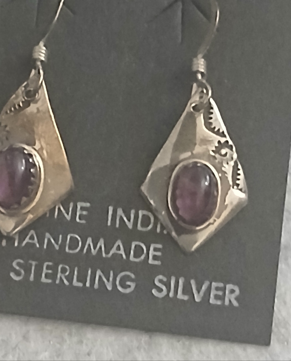Sterling Silver Amethyst Teardrop Dangle Earrings